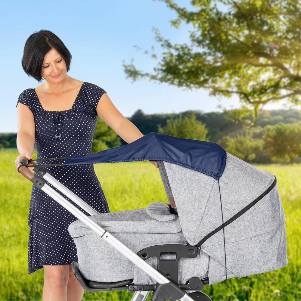 reer ShineSafe Sonnensegel, Sonnenschutz, UV Schutz, Kinderwagen, Marineblau, 84213