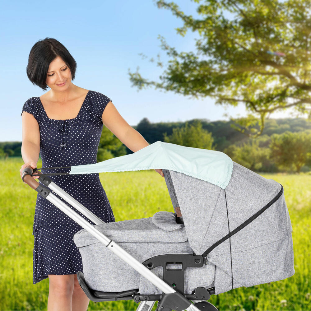 reer ShineSafe Sonnensegel, Sonnenschutz, UV Schutz, Kinderwagen, Mint, 84213