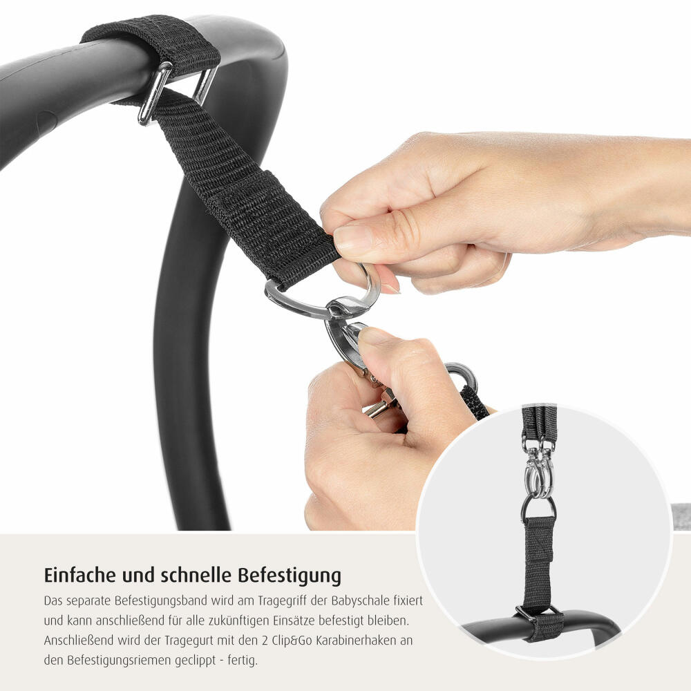 reer Clip&amp;Go Carry carrying strap for baby car seats, carrying aid, transport aid, transport strap, strap baby car seat, universal, 85021