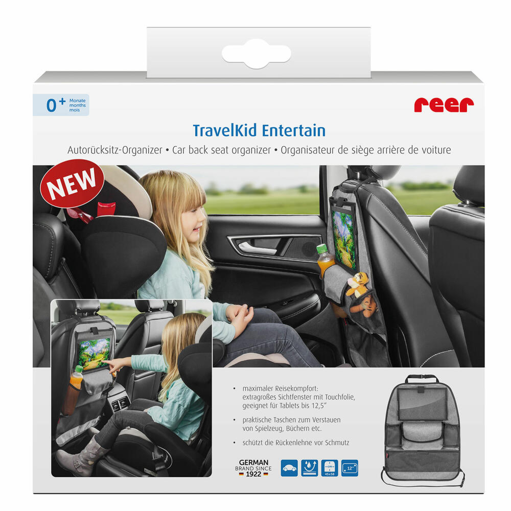 reer TravelKid Entertain Car Back Seat Organizer, Back Seat Organizer, Car Organizer, Car Seat Organizer, 86051