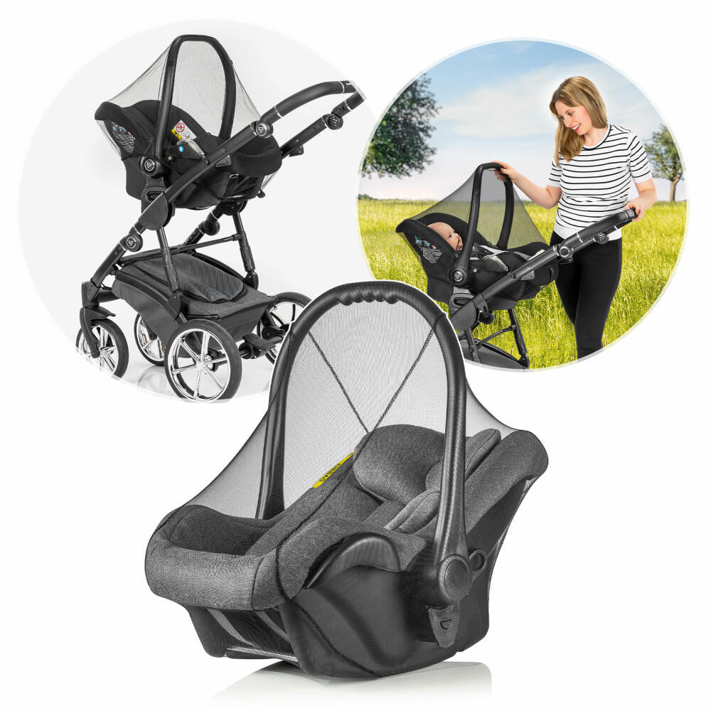 reer BiteSafe Insektenschutz für Babyschale, Moskitonetz, Mückennetz, Fliegennetz, Polyester, Schwarz, 87011