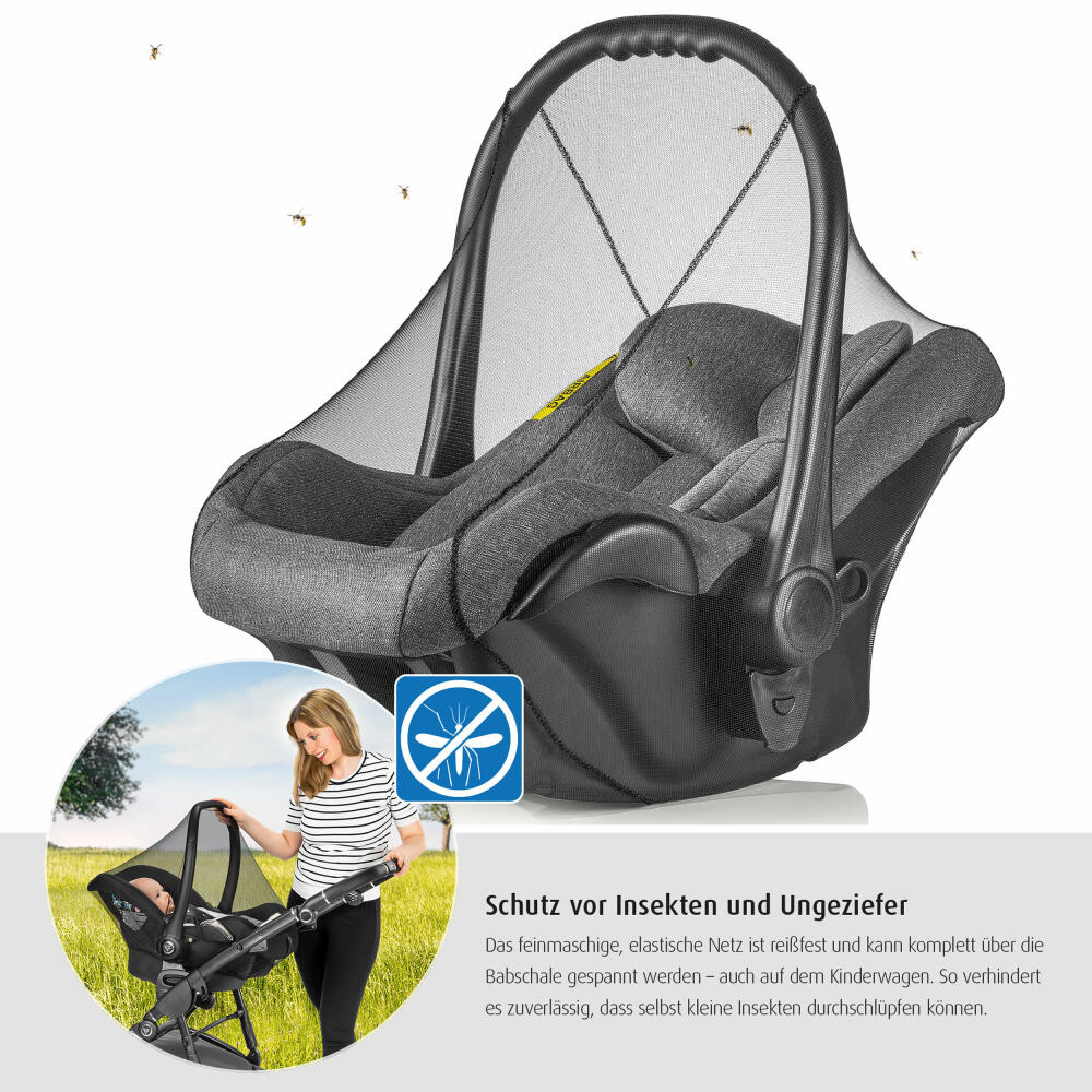 reer BiteSafe Insektenschutz für Babyschale, Moskitonetz, Mückennetz, Fliegennetz, Polyester, Schwarz, 87011