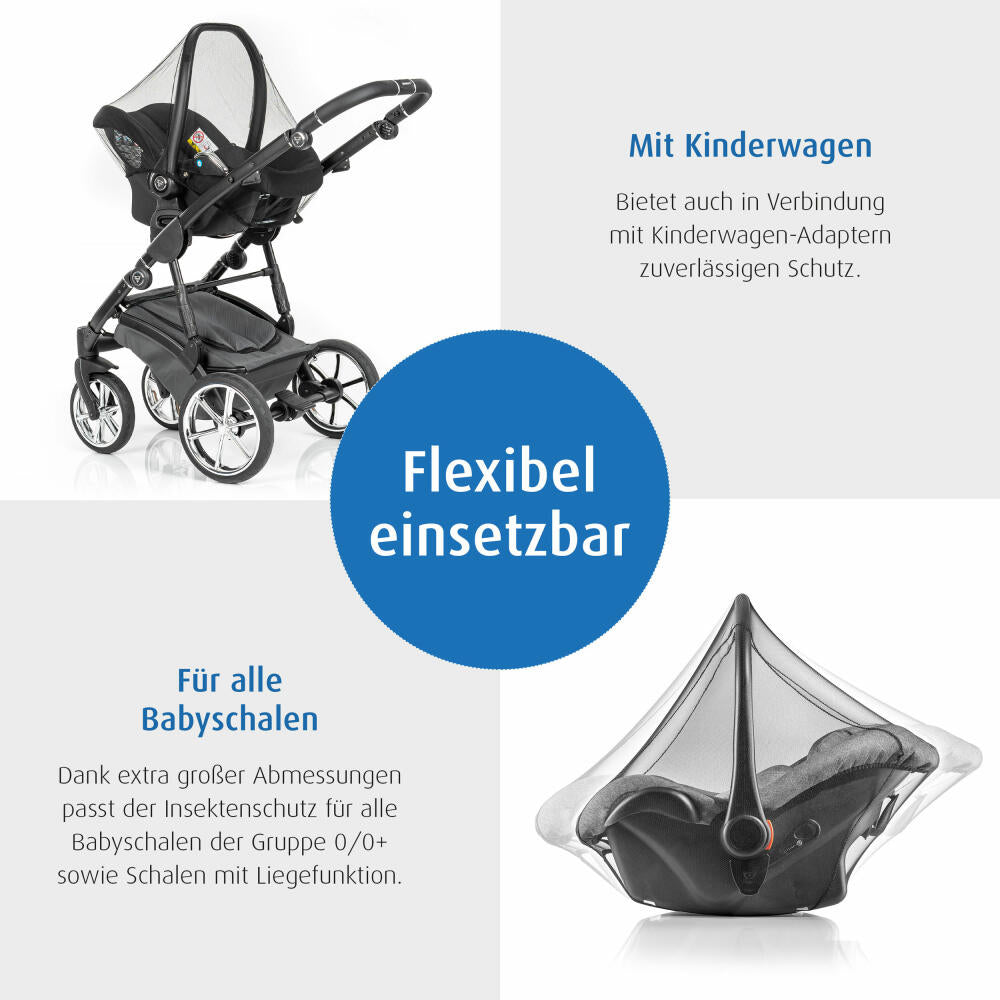 reer BiteSafe Insektenschutz für Babyschale, Moskitonetz, Mückennetz, Fliegennetz, Polyester, Schwarz, 87011