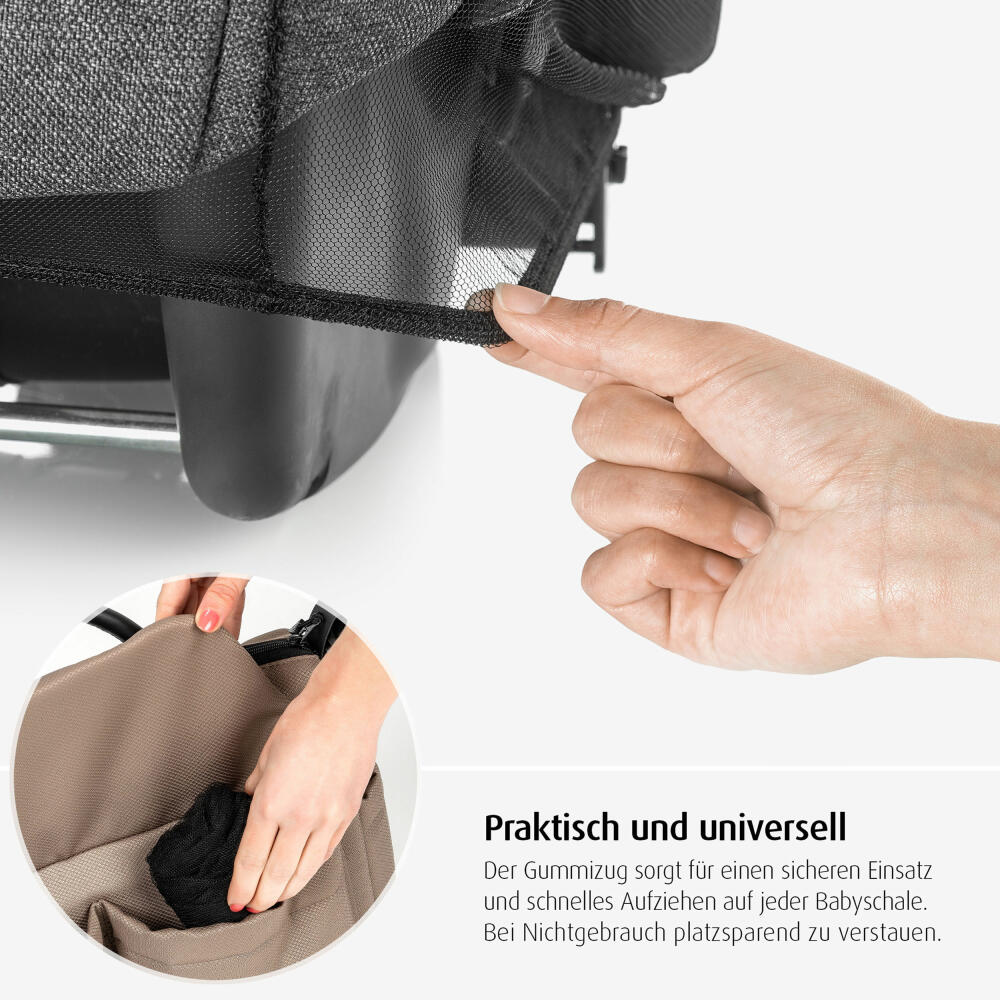 reer BiteSafe Insektenschutz für Babyschale, Moskitonetz, Mückennetz, Fliegennetz, Polyester, Schwarz, 87011