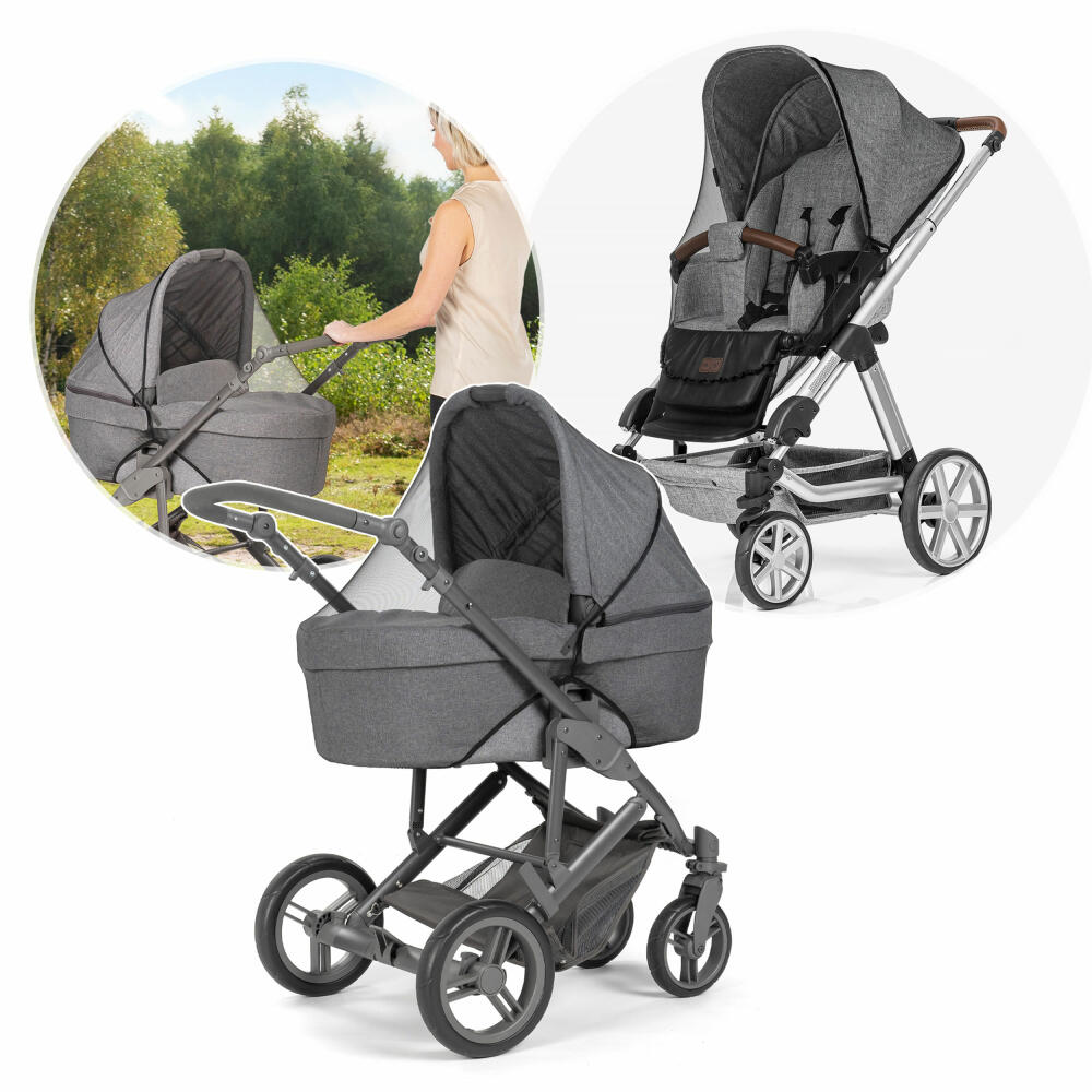 reer BiteSafe Insektenschutz für Kinderwagen, Moskitonetz, Mückennetz, Fliegennetz, Polyester, Schwarz, 87021
