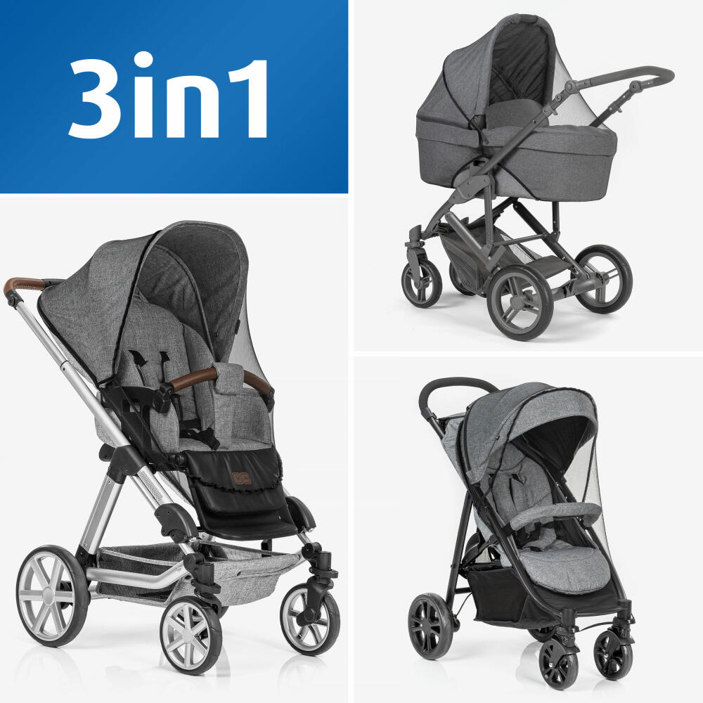 reer BiteSafe Insektenschutz für Kinderwagen, Moskitonetz, Mückennetz, Fliegennetz, Polyester, Schwarz, 87021