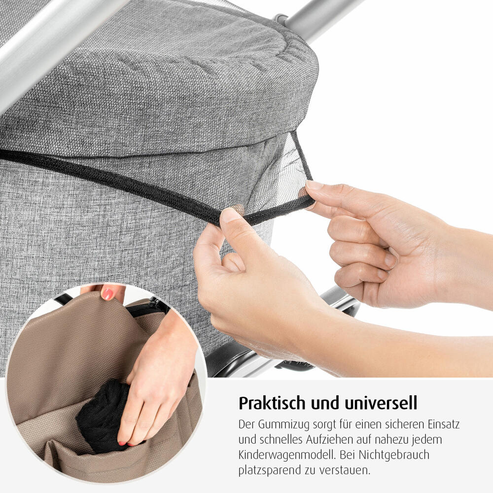 reer BiteSafe Insektenschutz für Kinderwagen, Moskitonetz, Mückennetz, Fliegennetz, Polyester, Schwarz, 87021