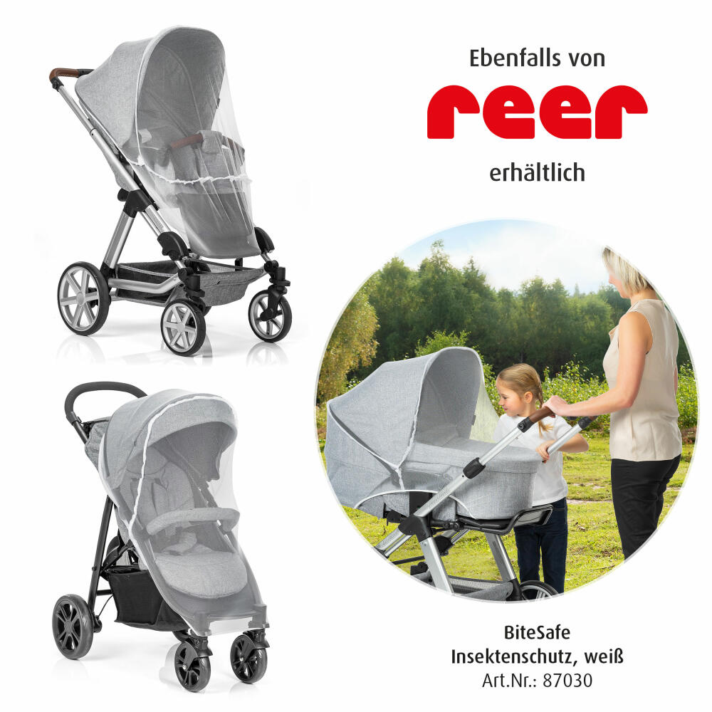 reer BiteSafe Insektenschutz für Kinderwagen, Moskitonetz, Mückennetz, Fliegennetz, Polyester, Schwarz, 87021