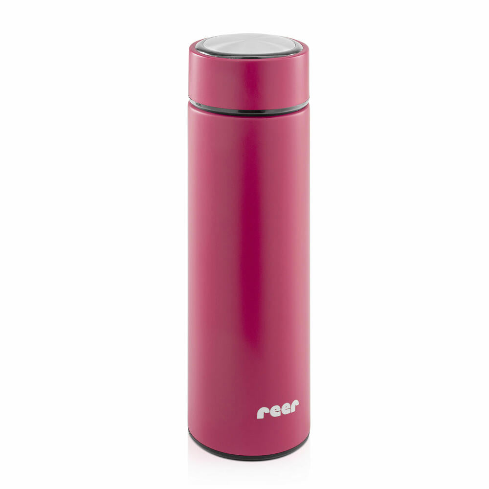 reer ColourDesign Edelstahl-Isolierflasche, Isoflasche, Thermoflasche, Iso Flasche, Beerenrot, 450 ml, 90014