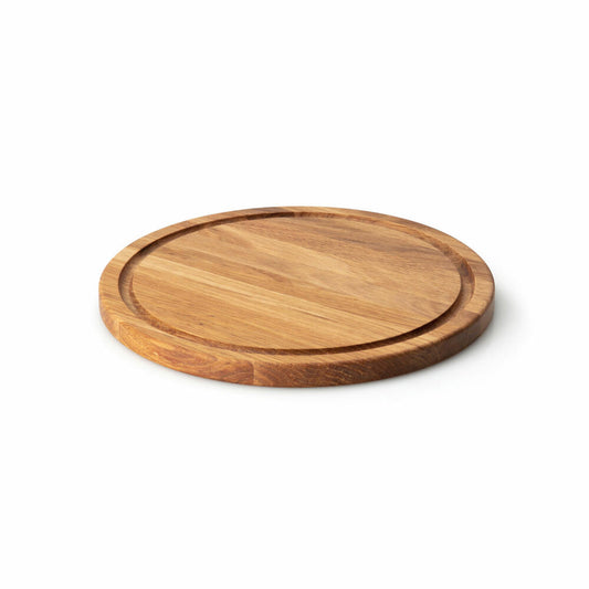 Continenta Steakteller Rund, Schneidebrett, Steak Teller, Holzbrett, Brett, Eichenholz, Ø 28 cm, 4105
