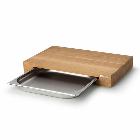 Continenta cutting board with drawer, kitchen board, serving board, drip tray, oak wood, 48 x 32.5 cm, 4111