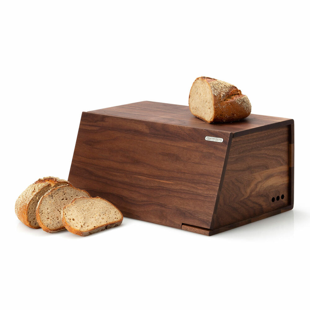 Continenta Brotkasten, Brotbox, Brotbehälter, Brotkiste, Walnussholz, 40 x 26 x 18.5 cm, 4260