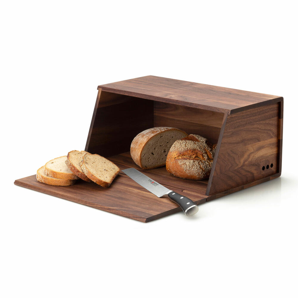 Continenta Brotkasten, Brotbox, Brotbehälter, Brotkiste, Walnussholz, 40 x 26 x 18.5 cm, 4260
