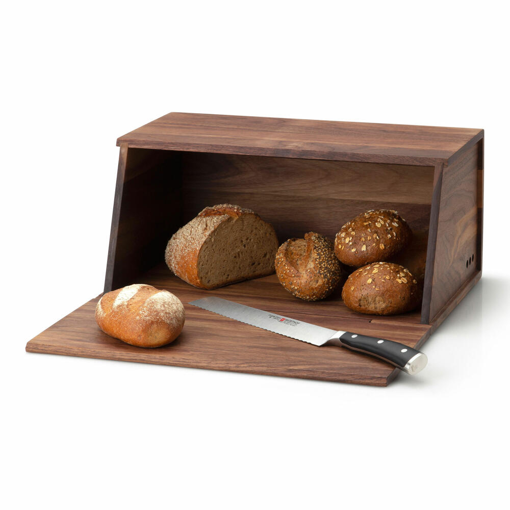 Continenta Brotkasten, Brotbox, Brotbehälter, Brotkiste, Walnussholz, 40 x 26 x 18.5 cm, 4260