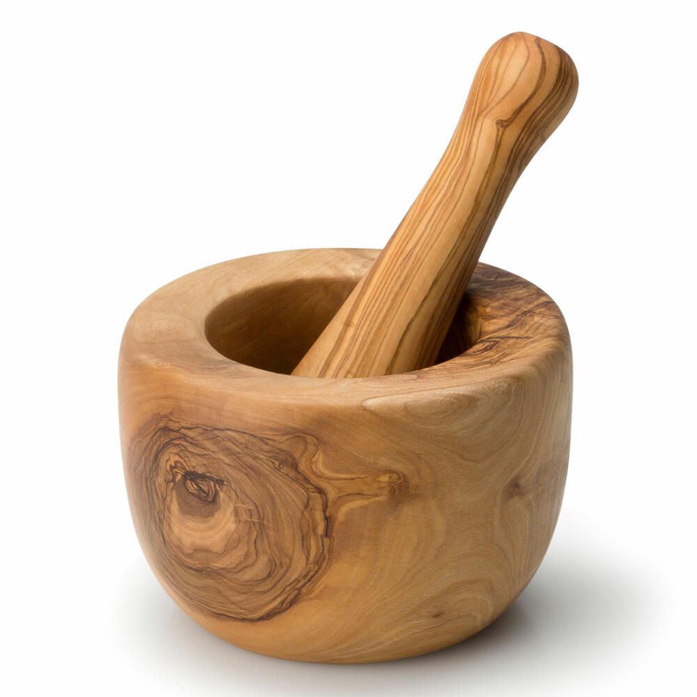 Continenta Mörser, Stößel, Gewürzmörser, Kräutermörser, Gewürz Mörsel, Olivenholz, L 14 cm, 4948