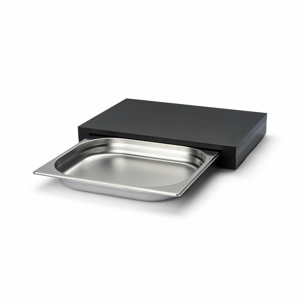 Continenta cutting board with drawer, kitchen board, serving board, drip tray, Duracore, black, 39 x 27 x 5 cm, 5326