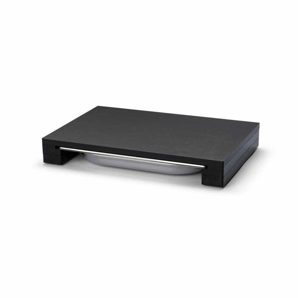 Continenta cutting board with drawer, kitchen board, serving board, drip tray, Duracore, black, 39 x 27 x 5 cm, 5326