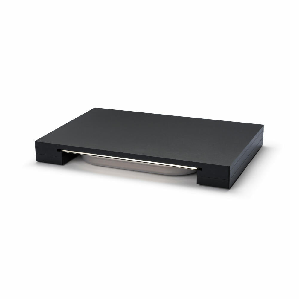 Continenta cutting board with drawer, kitchen board, serving board, drip tray, Duracore, black, 48 x 32.5 x 5 cm, 5327
