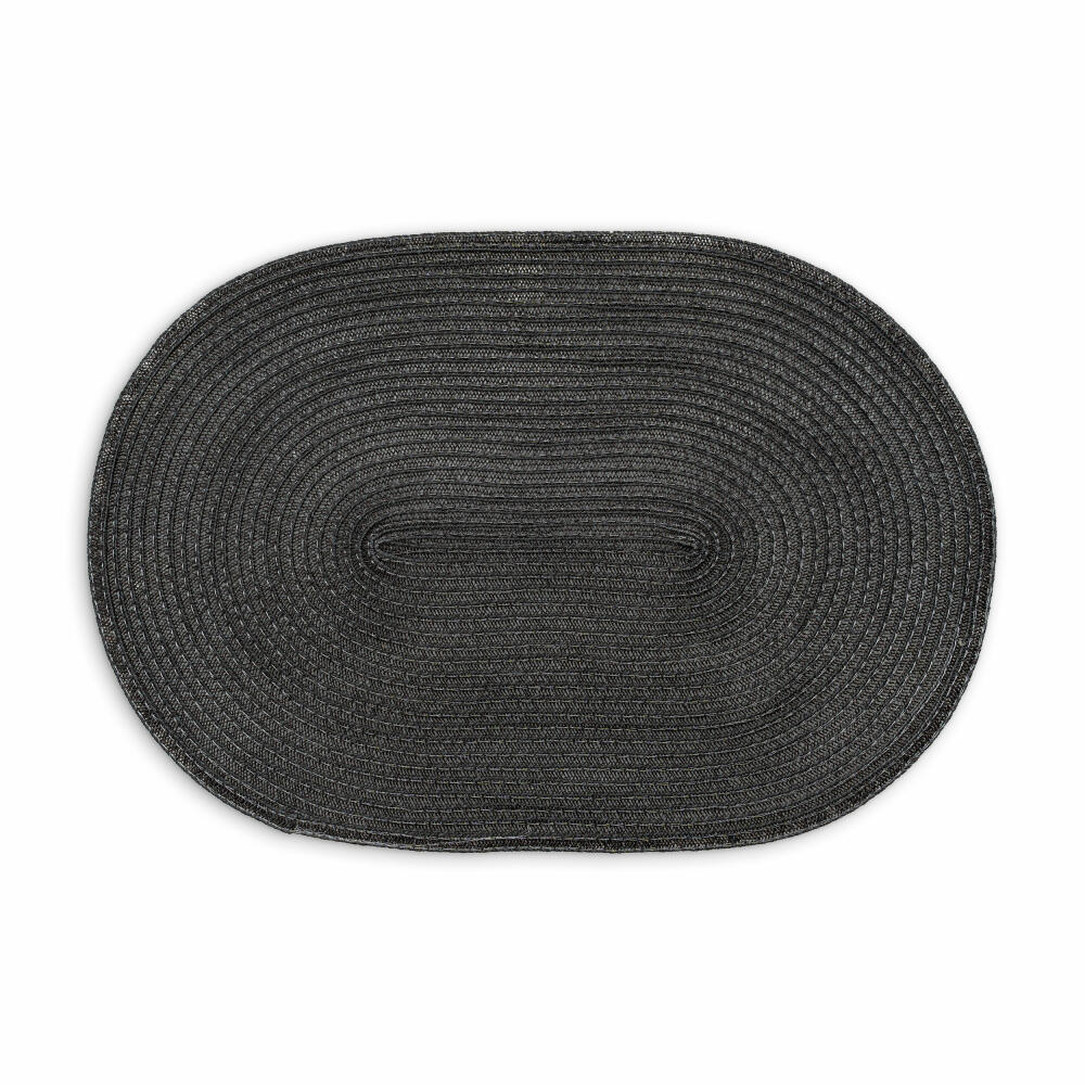 Continenta Tischset Oval, Platzset, Platzdecke, Platzmatte, Kunstfaser, Anthrazit, 45 x 31 cm, 6617