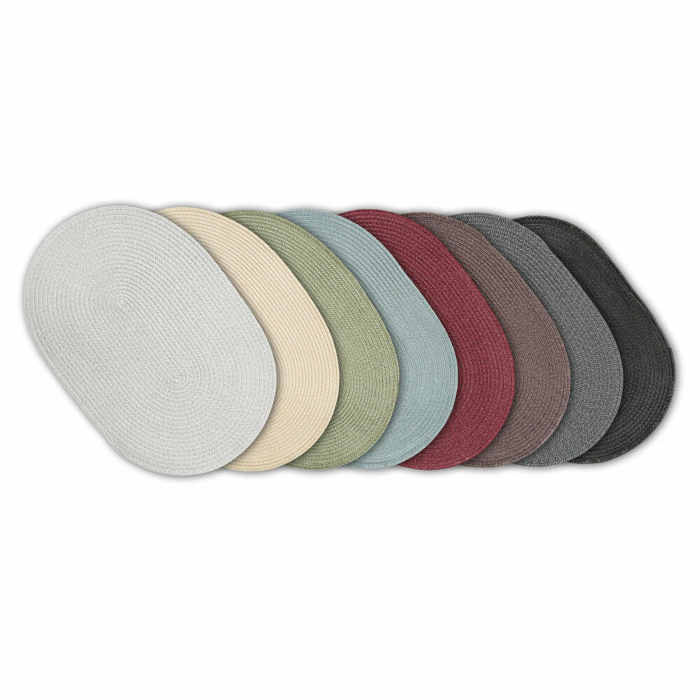 Continenta Tischset Oval, Platzset, Platzdecke, Platzmatte, Kunstfaser, Hellgrau, 45 x 31 cm, 6619