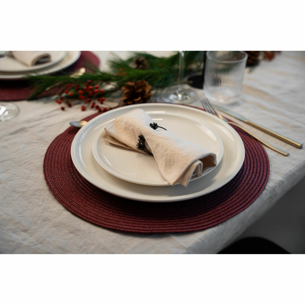 Continenta Round Table Set, Placemat, Placemat, Place Mat, Synthetic Fiber, Wine Red, Ø 38 cm, 6629