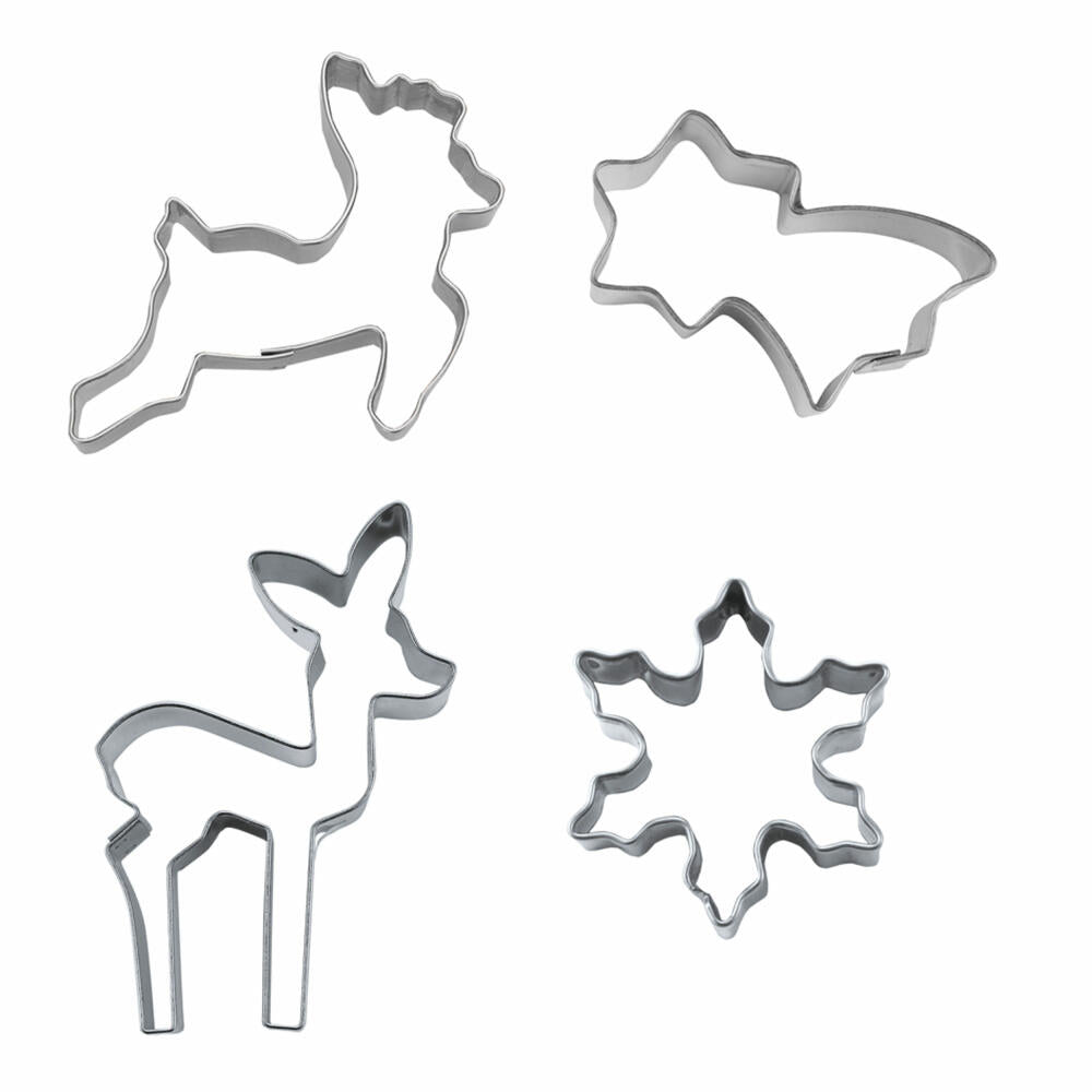 Städter Ausstecher Little Christmas, 4-tlg., Ausstechform, Plätzchenform, Keks, Plätzchen, Edelstahl, 004627