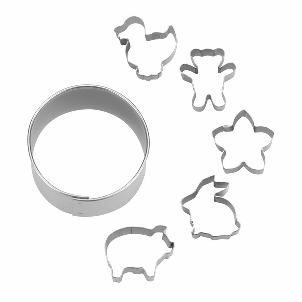 Städter Ausstecher Mini Set, 6-tlg., Ausstechform, Plätzchenform, Keks, Plätzchen, Edelstahl, 1.5 cm, 004665