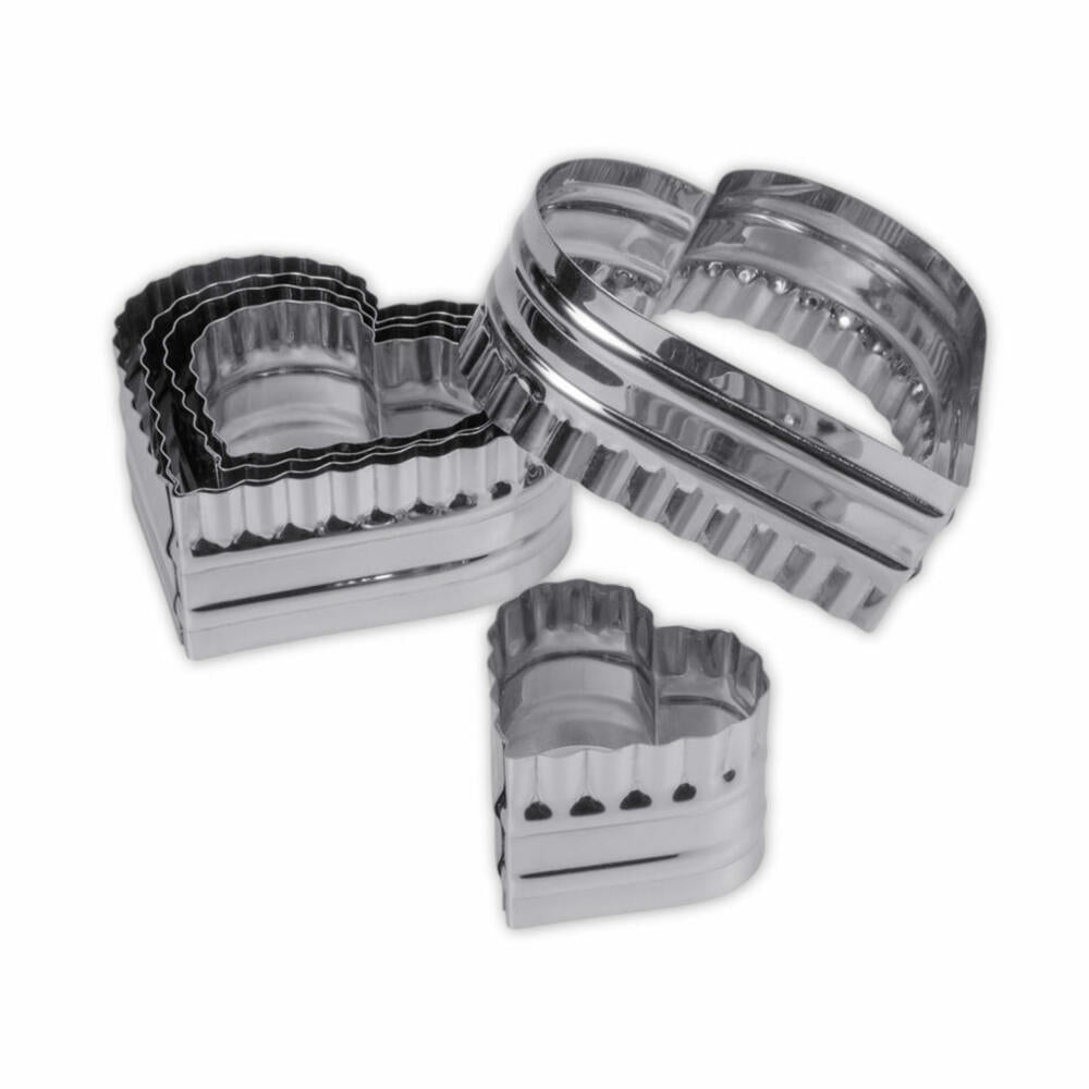 Städter Ausstecher Herzen Set, 6-tlg., Ausstechform, Plätzchenform, Keks, Plätzchen, Edelstahl, 008182