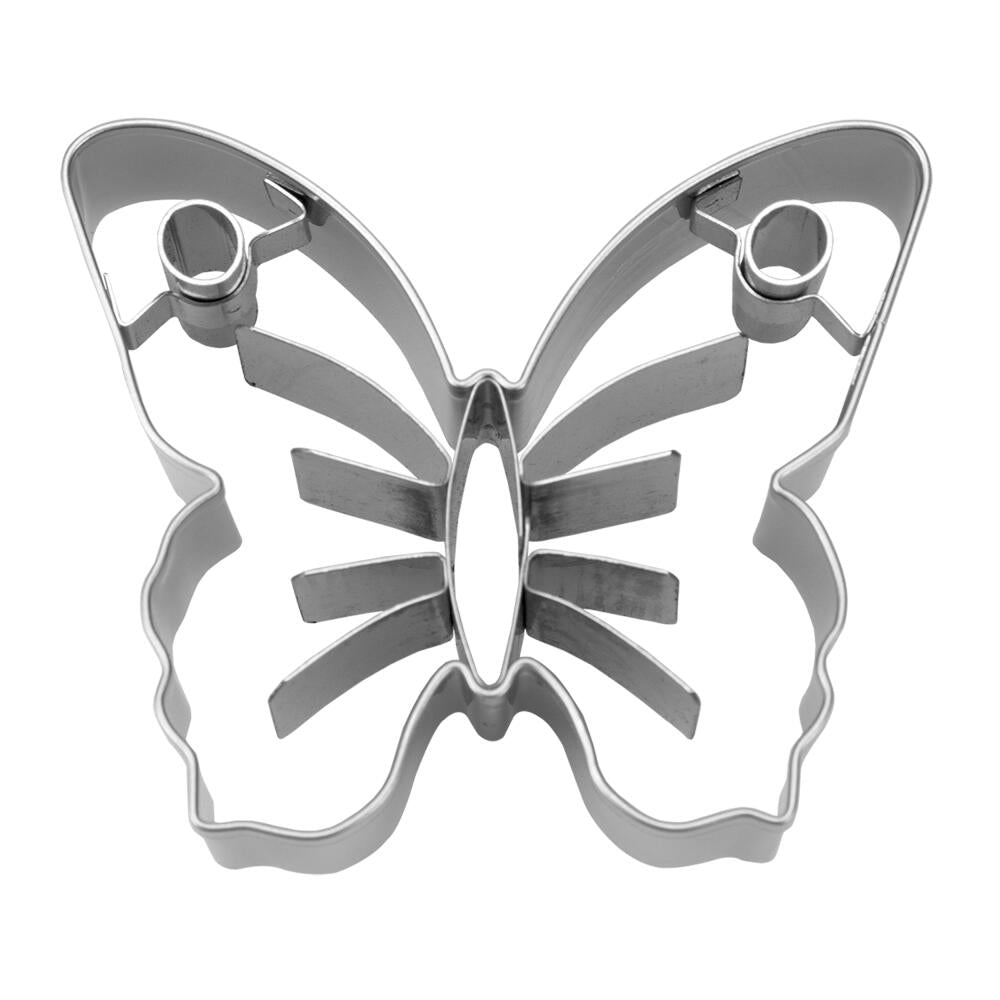 Städter Präge-Ausstecher Schmetterling, Plätzchenausstecher, Keksausstecher, Ausstechform, Edelstahl, Silberfarben, 7 cm, 069145