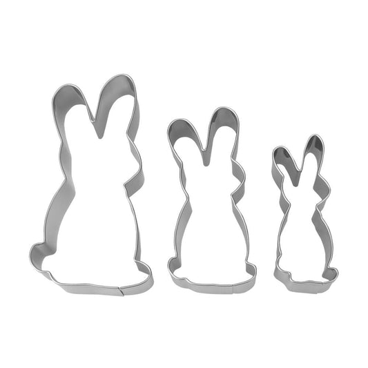 Städter Ausstecher Hasenfamilie 3-tlg., Plätzchenausstecher, Keksausstecher, Ausstechform, Edelstahl, Silberfarben, 7.5 cm, 086159