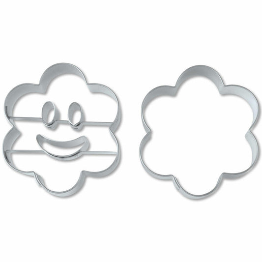 Städter embossed cookie cutter laughing flower, 2-piece, cookie cutter, cookie mold, biscuit, cookies, stainless steel, 6.5 cm, 169111