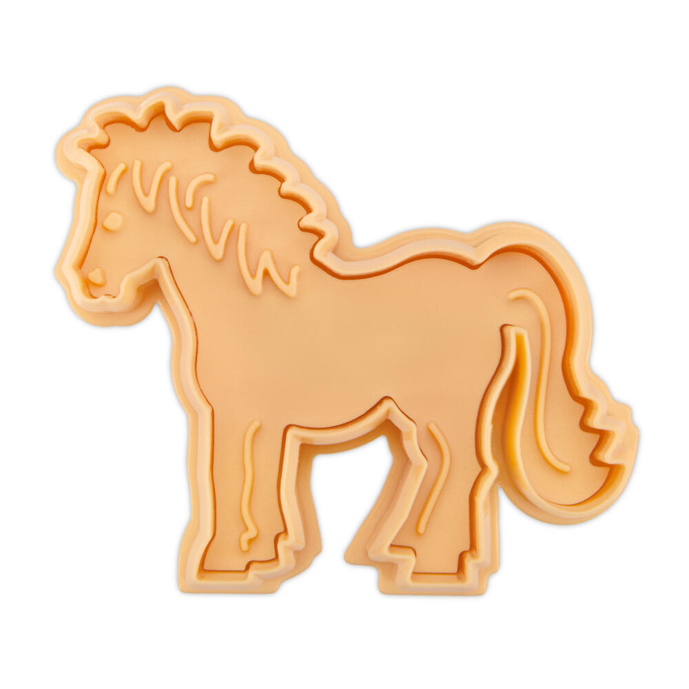 Städter Präge-Ausstecher Pferd, Plätzchenausstecher, Keksausstecher, Ausstechform, Kunststoff, Beige, 8 cm, 169319