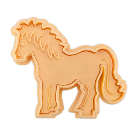 Städter Präge-Ausstecher Pferd, Plätzchenausstecher, Keksausstecher, Ausstechform, Kunststoff, Beige, 8 cm, 169319