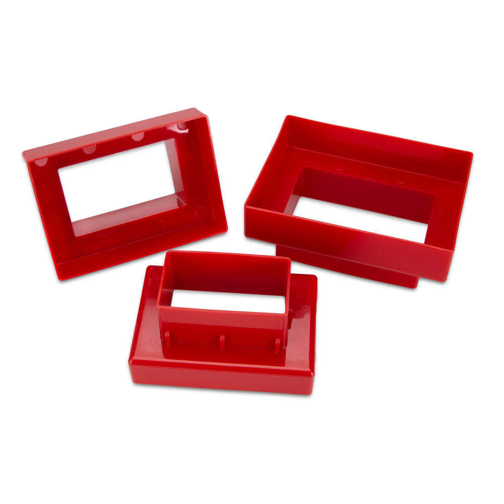 Städter Ausstecher Set Rechteck glatt 3-tlg., Plätzchenausstecher, Keksausstecher, Ausstechform, Kunststoff, Rot, 9.5 cm, 169968