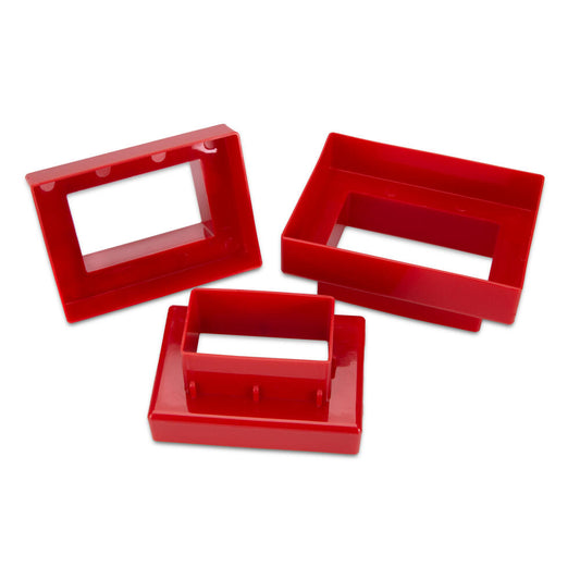 Städter Ausstecher Set Rechteck glatt 3-tlg., Plätzchenausstecher, Keksausstecher, Ausstechform, Kunststoff, Rot, 9.5 cm, 169968