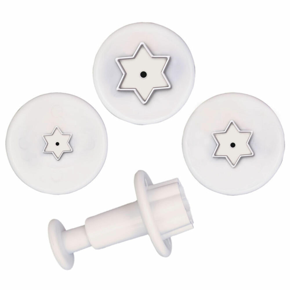 Städter professional cookie cutter with ejector stars mini set, 3-piece, cookie cutter, fondant, marzipan shape, plastic, 170230