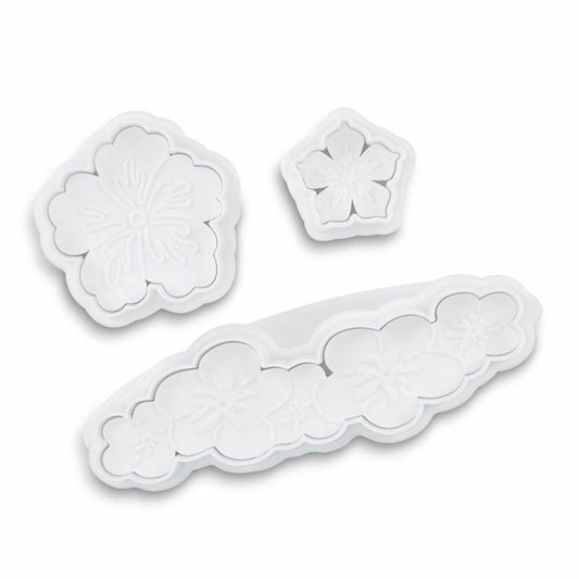 Städter Profi-Ausstecher mit Auswerfer Blüten und Ranke Set, 3-tlg., Ausstechform, Fondant, Marzipan Form, Kunststoff, 170605