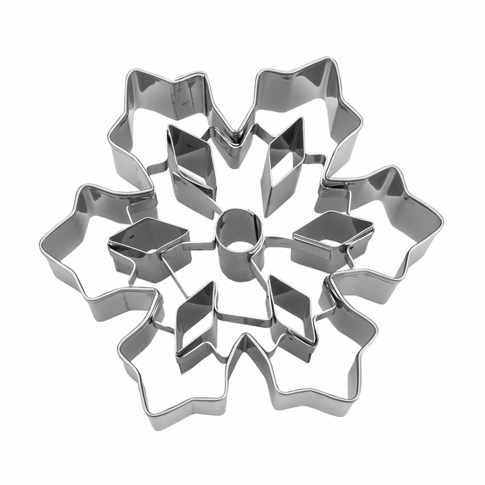Städter Ausstecher Eiskristall mit Kristall-Aussparungen, Ausstechform, Plätzchenform, Keks, Plätzchen, Edelstahl, Ø 8 x 2.5 cm, 175204