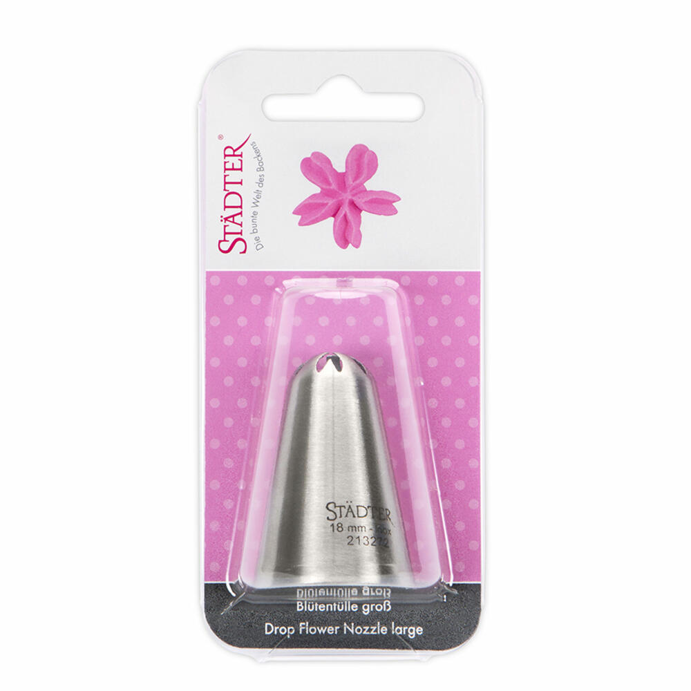 Städter Fine Line flower nozzle large, piping nozzle, decorating nozzle, baking accessory, stainless steel, 18 mm, 213272
