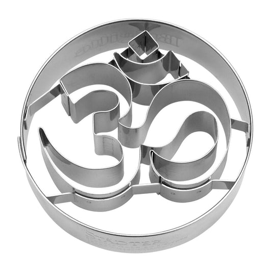 Städter Präge-Ausstecher Yoga - Om, Plätzchenausstecher, Keksausstecher, Ausstechform, Edelstahl, Silberfarben, 6 cm, 217164