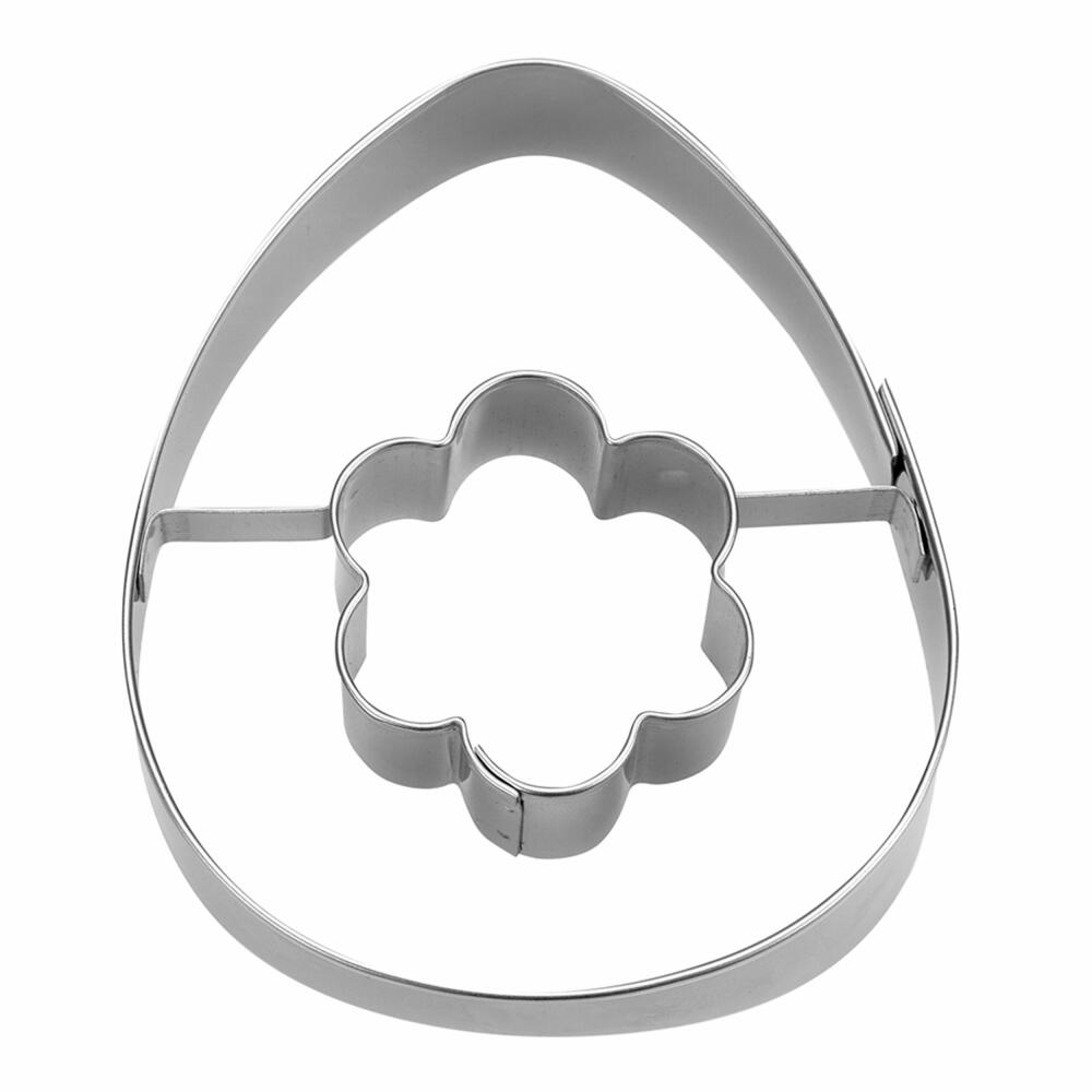 Städter cookie cutter egg with flower, cookie cutter, cookie mold, biscuit, cookies, stainless steel, 7 cm, 217218