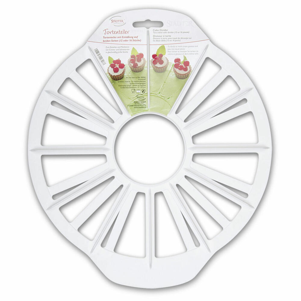 Städter cake divider, for 12 or 16 pieces, cake divider, cake rack, cake divider, plastic, Ø 27.5 cm, 498068