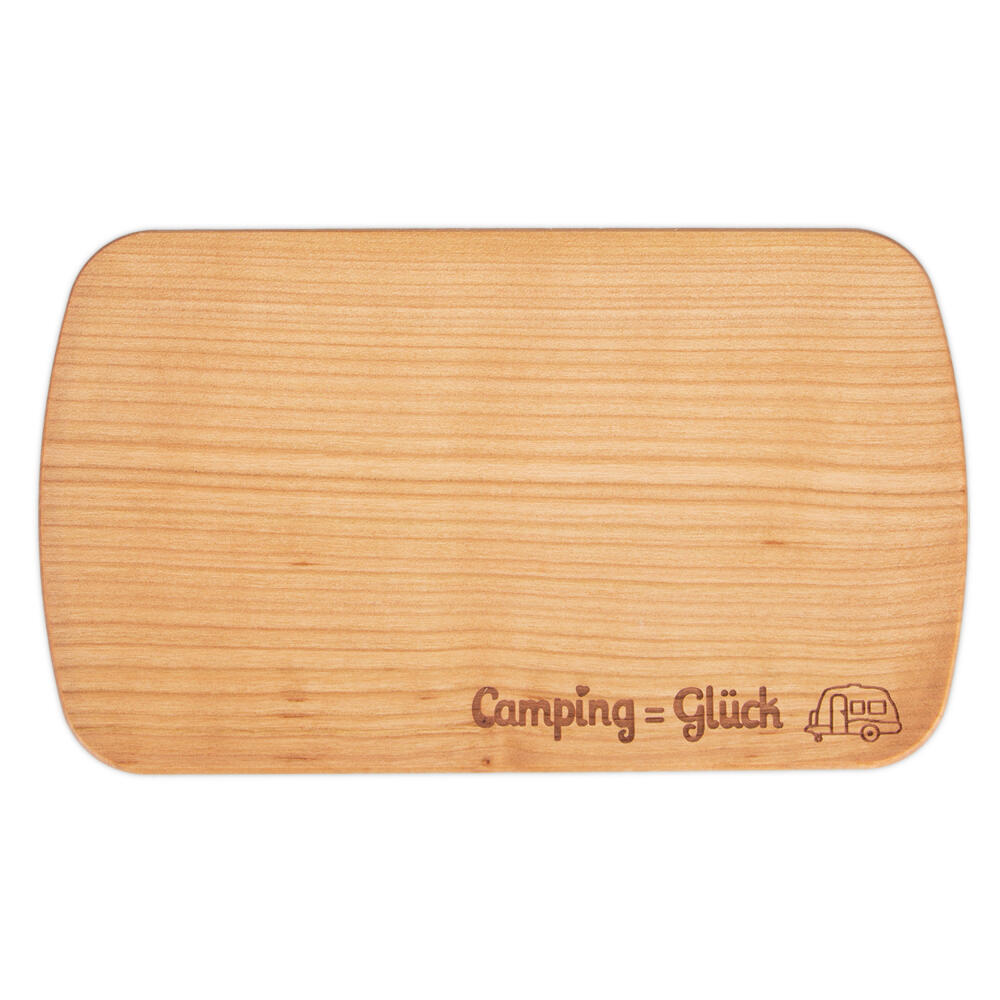 Städter Frühstücksbrettchen Camping-Glück Wohnwagen, Schneidebrett, Küchenbrett, Holz, Natur, 24 cm, 800274