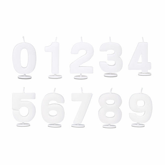 Städter Kerzen Ziffer 0 - 9 Set, 10-tlg., mit Halter, Zahl, Geburtstagskerzen, Kuchenkerzen, Geburtstag, Kerze, Weiß, 4.5 cm, 910904