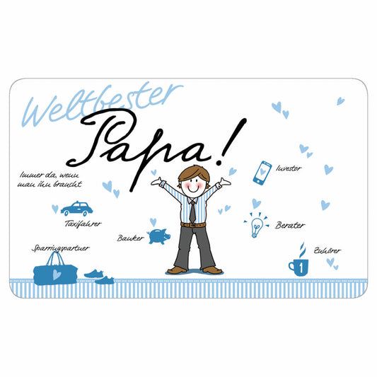 PPD Tray Weltbester Papa, Frühstücksbrettchen, Brettchen, Frühstück, Resopal, 14.3 x 23.3 cm, 661233