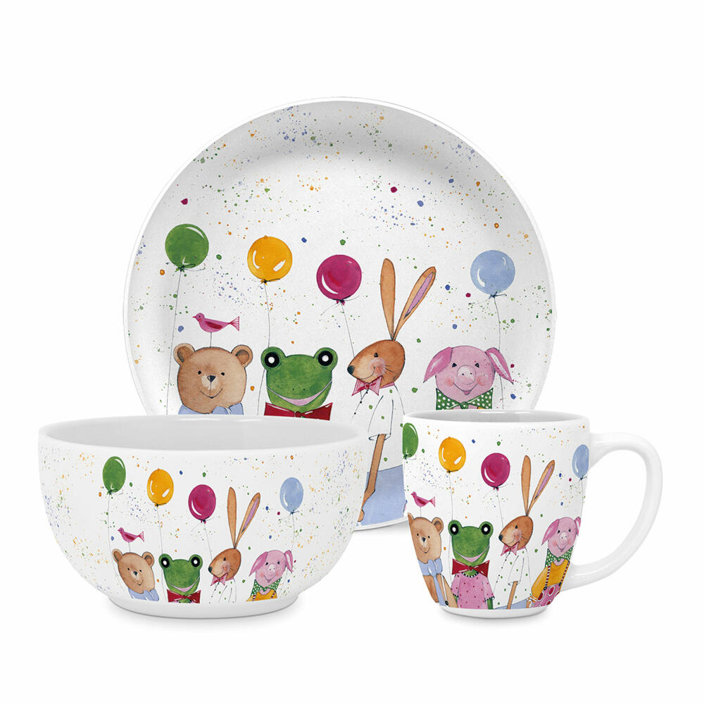 PPD Kid Party Kids Set, 3-tlg., Geschirr, Becher, Teller, Schale, Kinder, New Bone China, 604794
