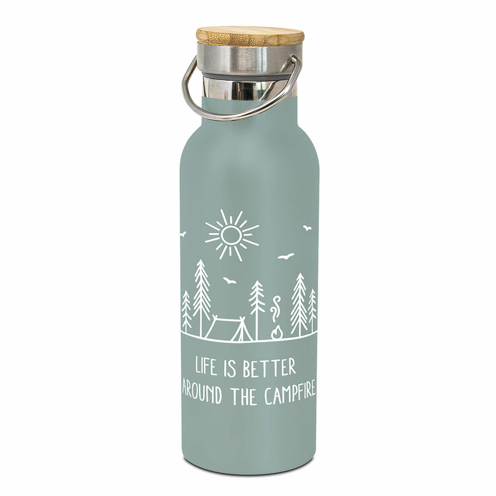 PPD Pure Campfire Steel Bottle, drinking bottle, water bottle, bottle, stainless steel, green, 500 ml, 180202320