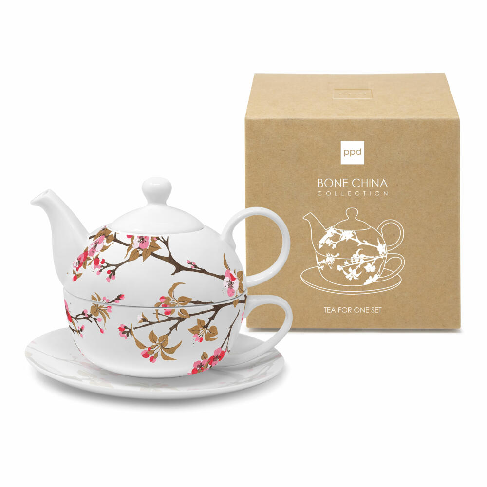PPD Fiori Rossi Tea4one Set, 3-tlg., Teetasse, Tasse, Teekanne, Kanne, Bone China, 450 ml, 163502532