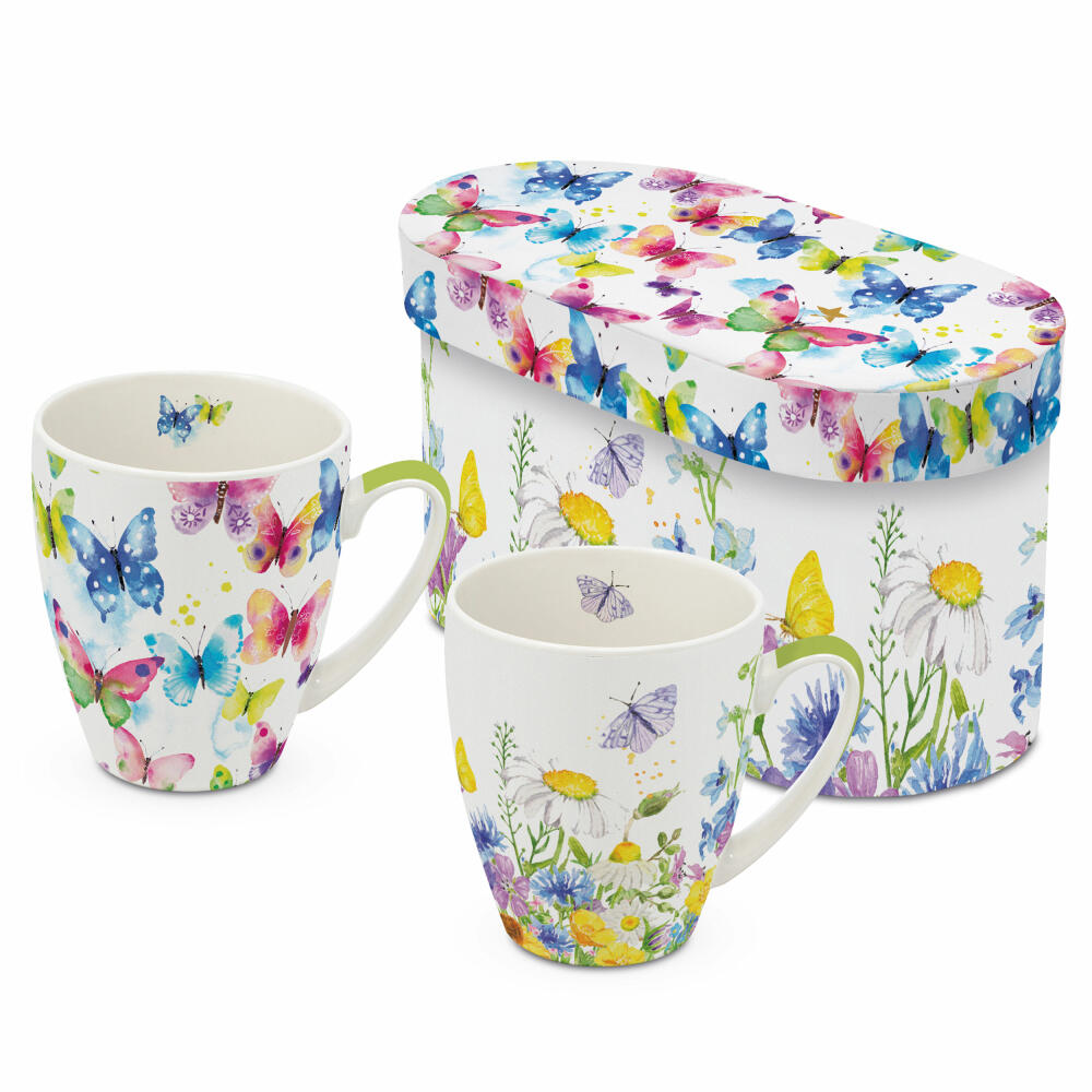 PPD Butterfly & Flowers Mug Set, 2er Set, Kaffeetasse, Becher, Tasse, New Bone China, 350 ml, 160103076
