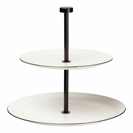 ASA Selection ligne noir Etagere 2-tier round, serving stand, Fine Bone China, glossy white, H 23.5, 2010113